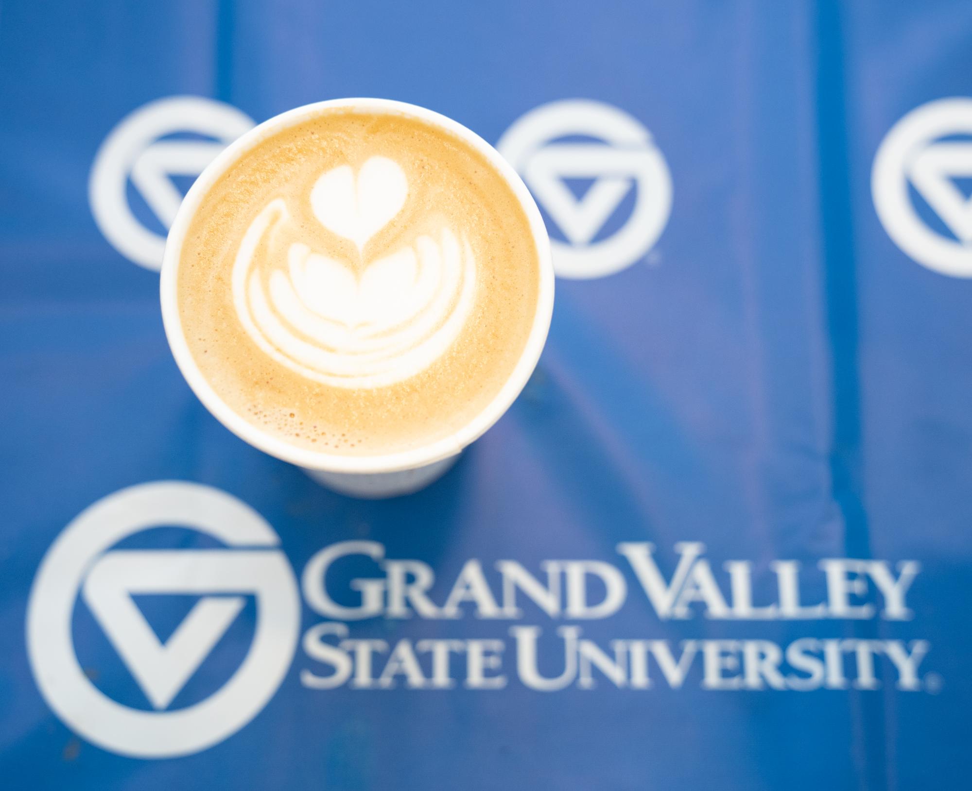 GVSU logo with coffee